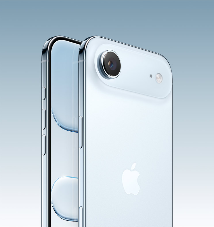 iPhone Air azul-céu, frente e verso